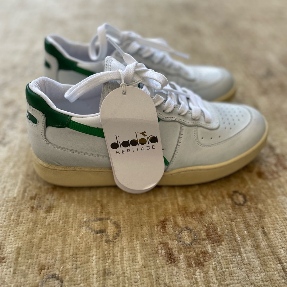 NWOB Diadora Heritage “ MI Basket Lo Used” in White and Verdant Green, Size 7 - Picture 10 of 14